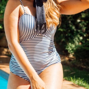 Supormama™-Swimsuit in Navy Stripe