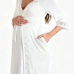 Supormama™-Pregnancy and Postpartum Robe in Ivory