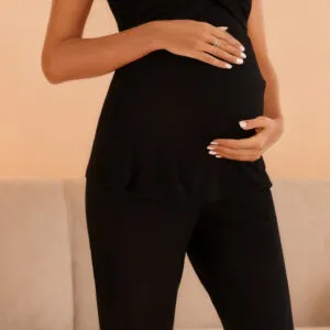 Supormama™-Short Sleeve Nursing Pyjama Lounge Set in Black