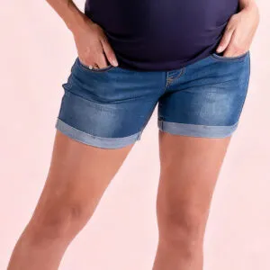 Supormama™-Maternity Denim Shorts in Dark Blue