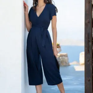 Supormama™-Bamboo Maternity & Nursing Jumpsuit – Navy | Effortless Style for Every Stage