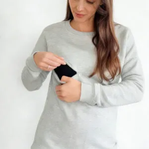 Supormama™-Cotton Nursing Jumper in Grey