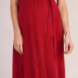 Supormama™-Bamboo Maternity & Nursing Maxi Dress – Red | Soft, Stretchy & Discreet Nursing
